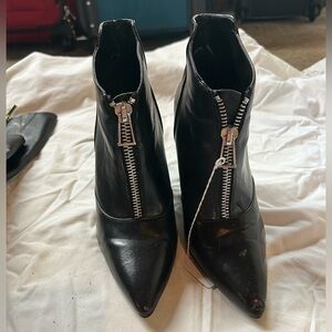 Zara Black Ankle Boots with Front Zipper